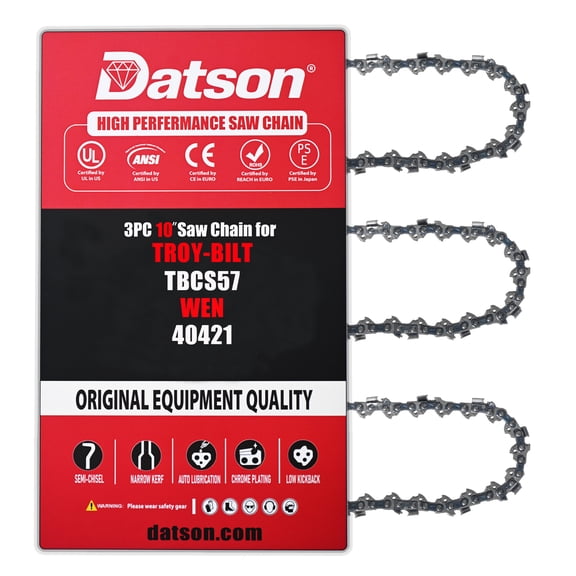 3PACK,10 Inch Chainsaw Chain 3/8" LP Pitch .050" Gauge 40 Drive Links Pole Saw Fits FOR TROY-BILT :TBCS57,WEN: 40421