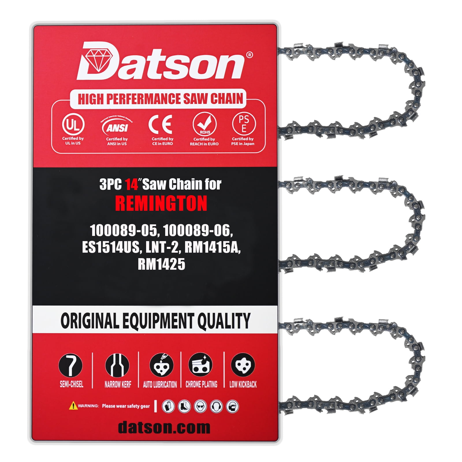 3PACK,14 Inch Chainsaw Chain 3/8" LP Pitch .050" Gauge 50 Drive Links ...