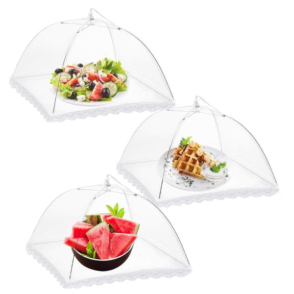 3PACK,15x15"Pop-Up Mesh Food Covers Tent Umbrella for Outdoors, Screen Tents, Parties Picnics, BBQs, Reusable and Collapsible
