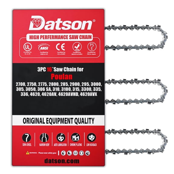 3PACK,16 Inch Chainsaw Chain .325" Pitch .050" Gauge 66 Drive Links FOR Poulan 315, 3300, 335, 336, 4620, 4620AV, 4620AVHD, 4620AVX