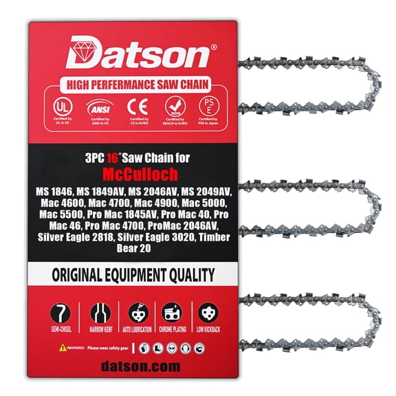 3PACK,16 Inch Chainsaw Chain .325" Pitch .050" Gauge 66 Drive Links FOR McCulloch Mac 5000, Mac 5500, Pro Mac 1845AV, Pro Mac 40, Pro Mac 46, Pro Mac 4700