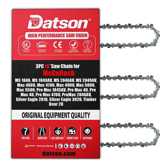 3PACK,16 Inch Chainsaw Chain .325" Pitch .050" Gauge 66 Drive Links FOR McCulloch Mac 5000, Mac 5500, Pro Mac 1845AV, Pro Mac 40, Pro Mac 46, Pro Mac 4700