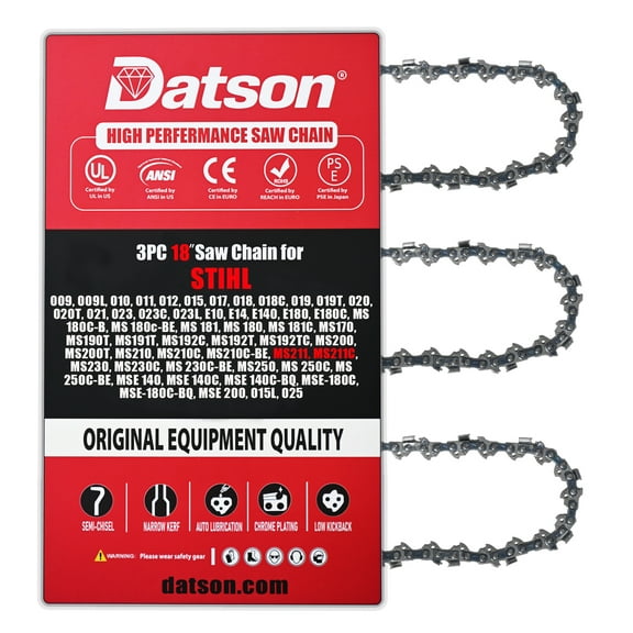 3PACK,18 Inch Chainsaw Chain 3/8" LP Pitch .050" Gauge 61 Drive Links for Stihl MS170, MS190T, MS191T, MS192C, MS192T, MS192TC, MS200, MS200T