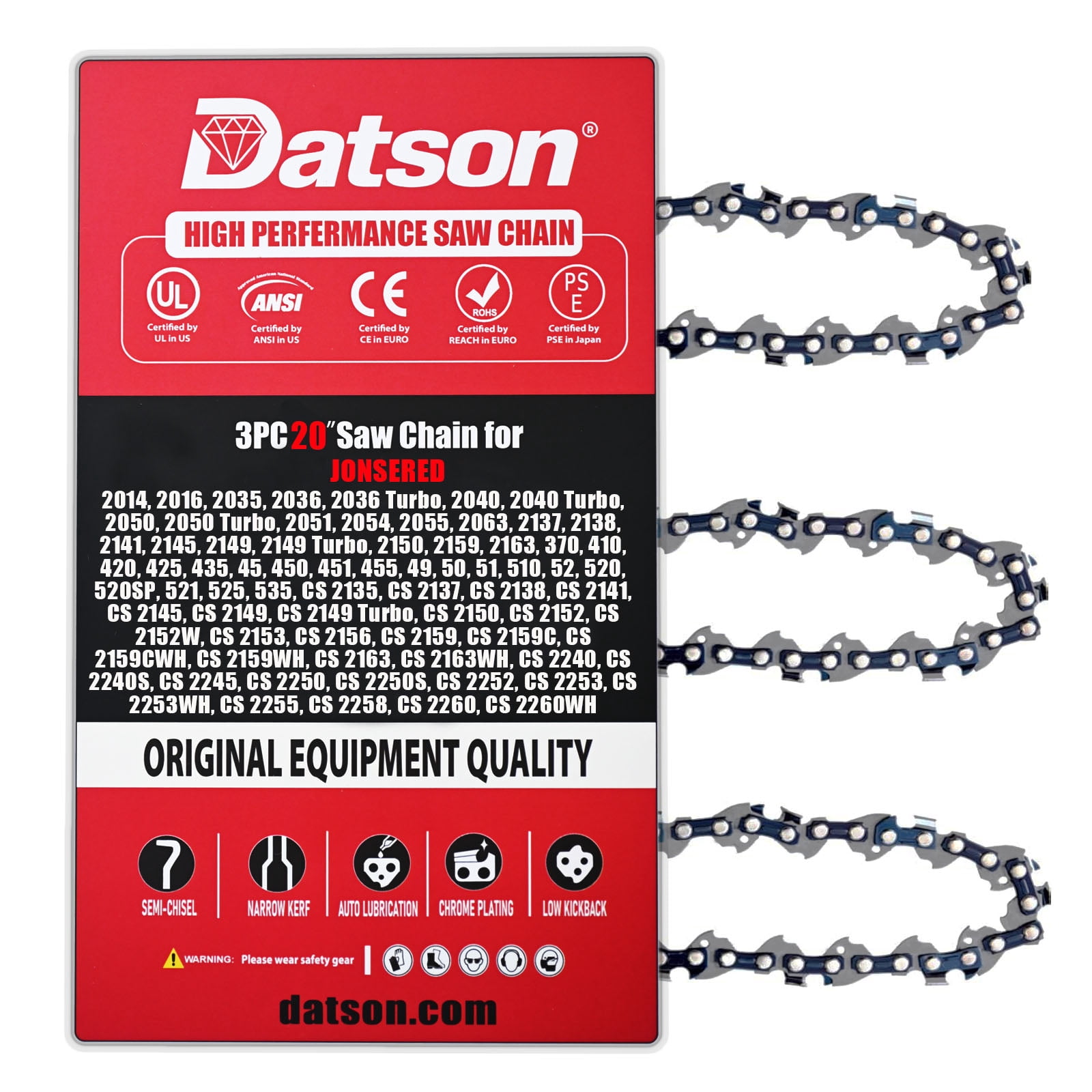 3PACK,20 Inch Chainsaw Chain .325" Pitch .050" Gauge 78 Drive Links ...