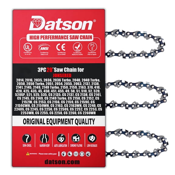 3PACK,20 Inch Chainsaw Chain .325" Pitch .050" Gauge 78 Drive Links Fits JONSERED CS 2250, CS 2250S, CS 2252, CS 2253, CS 2253WH, CS 2255, CS 2258, CS 2260, CS 2260WH