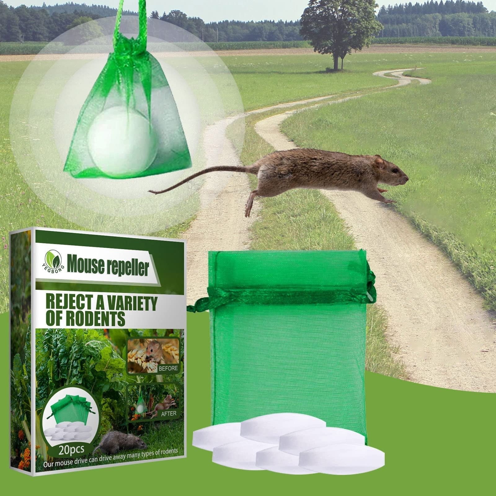 3PACK(3*20PC) Mice And Rats Mouse Squirrel Away Repellent for Outdoorsfor Yard Powerful Pet Safe