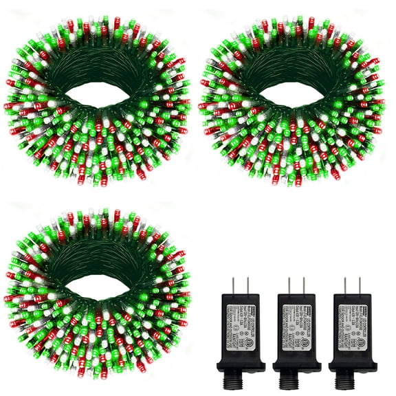 3PACK 33ft 100LED Christmas Decorative Mini Lights,green Wire Fairy Starry String Lights Plug in, 16Lighting Modes for Christmas Indoor Party Decoration (Red/White/Green)