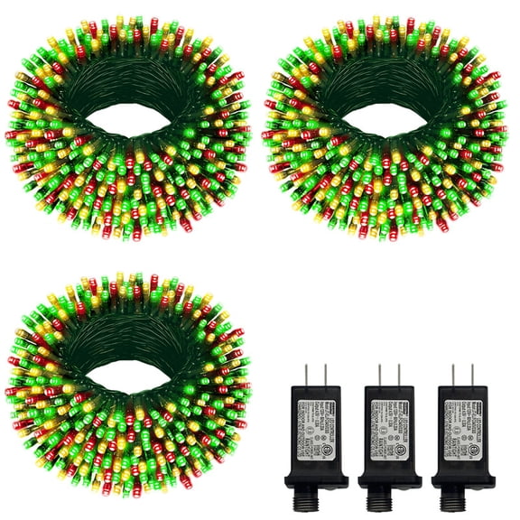 3PACK 33ft 100LED Christmas Decorative Mini Lights,green Wire Fairy Starry String Lights Plug in, 16Lighting Modes for Christmas Indoor Party Decoration (Red Green Warm)