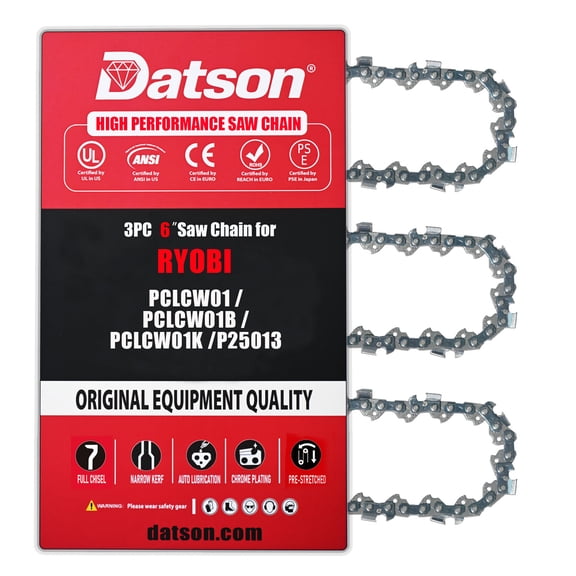 3PACK,6 Inch Chainsaw Chain 3/8" LP Pitch .043" Gauge 28 Drive Links FOR RYOBI :PCLCW01 / PCLCW01B / PCLCW01K /P25013