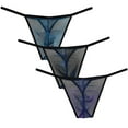 thumbnail image 1 of 3PACK Botmois Men's Mesh T-back Bikini Bottoms Briefs See-through Thong Underwear Low-rise Tangas Soft G-String Ultrathin Boyshort Blue/Black/Purple M, 1 of 5
