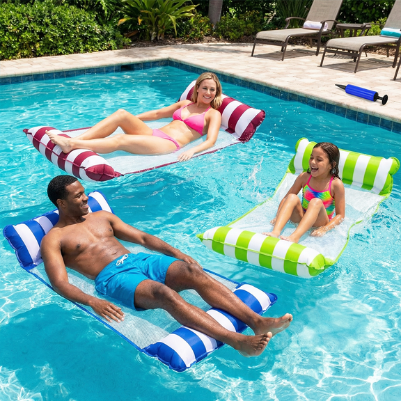3PACK Inflatable Pool Floats Adult Size Water Hammock,Hammock Floats for Adults,4-in-1 Multi-Purpose Pool Floating Toys,Pool Rafts Lounge Chairs Floaties,for Adults Vacation Fun and Rest