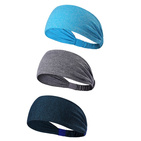 3PACK Lightweight Sport Headband/Non-slip Sweat Band - Stretchy Bandana Headwear - Best for Running Cycling Hot Yoga and Athletic Workouts - Fashion Elastic Hair Band for Women Men Teens Girl