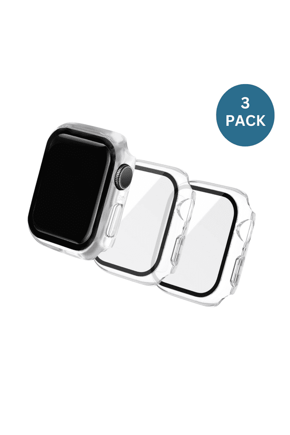 3-Pack Qixxronics Clear Case Compatible with Apple Watch Series 11 [46mm] with Built-in Tempered Glass Screen Protector