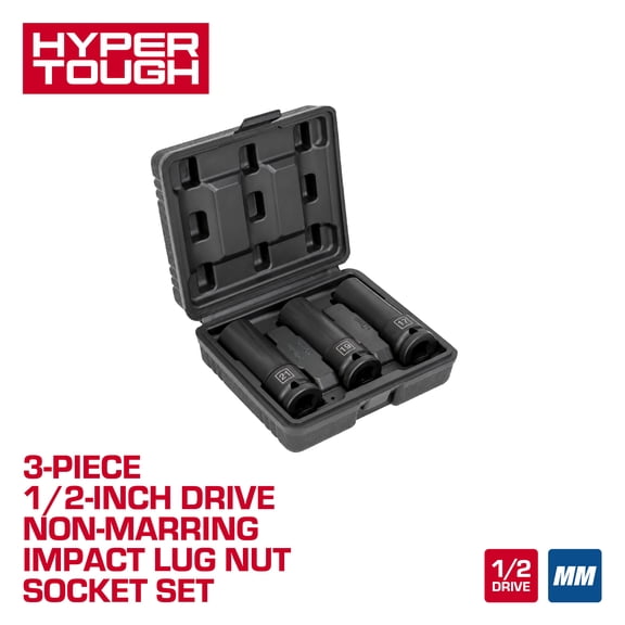 Hyper Tough 3-Piece 1/2-inch Drive Lug Nut Socket Set