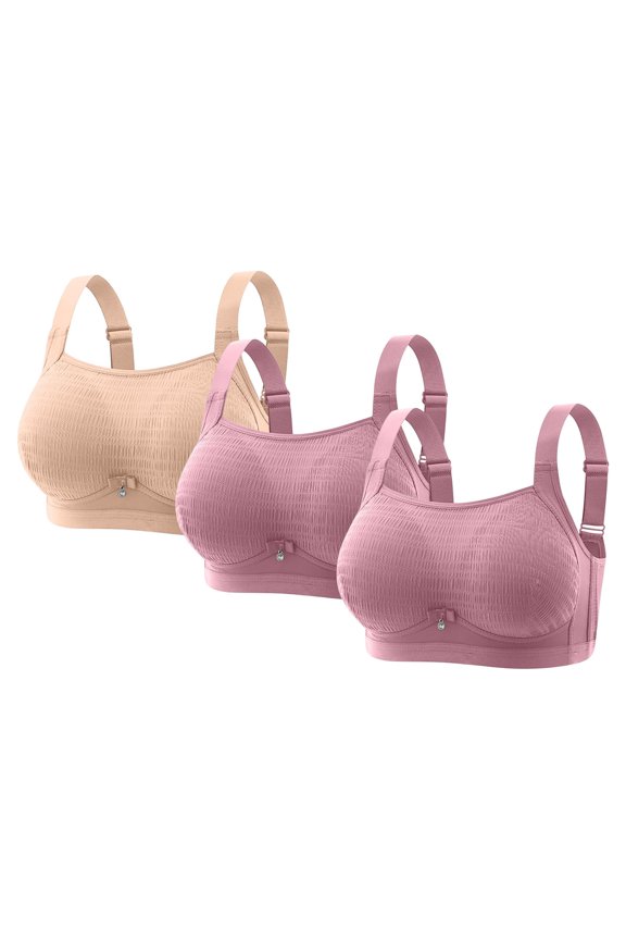 3PC 4 Way Stretch Everyday Comfort Plus Size Wireless Longline Sports Bra for Extra Support Compression Fit Strappy Back Workout Top with Bra No Show Underwear