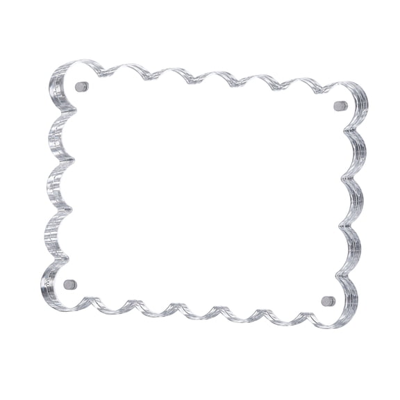 3PC Acrylic Magnetic Picture Frame with Scalloped Edge Clear Desktop Photo Display Block Frame for Prints Artwork Signs