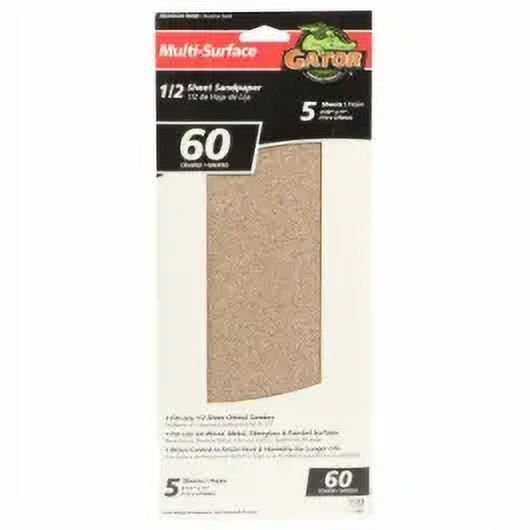 3PC Ali 5053GA Gator 41/2 By 11 Inch Multi Surface Sandpaper 60 Grit