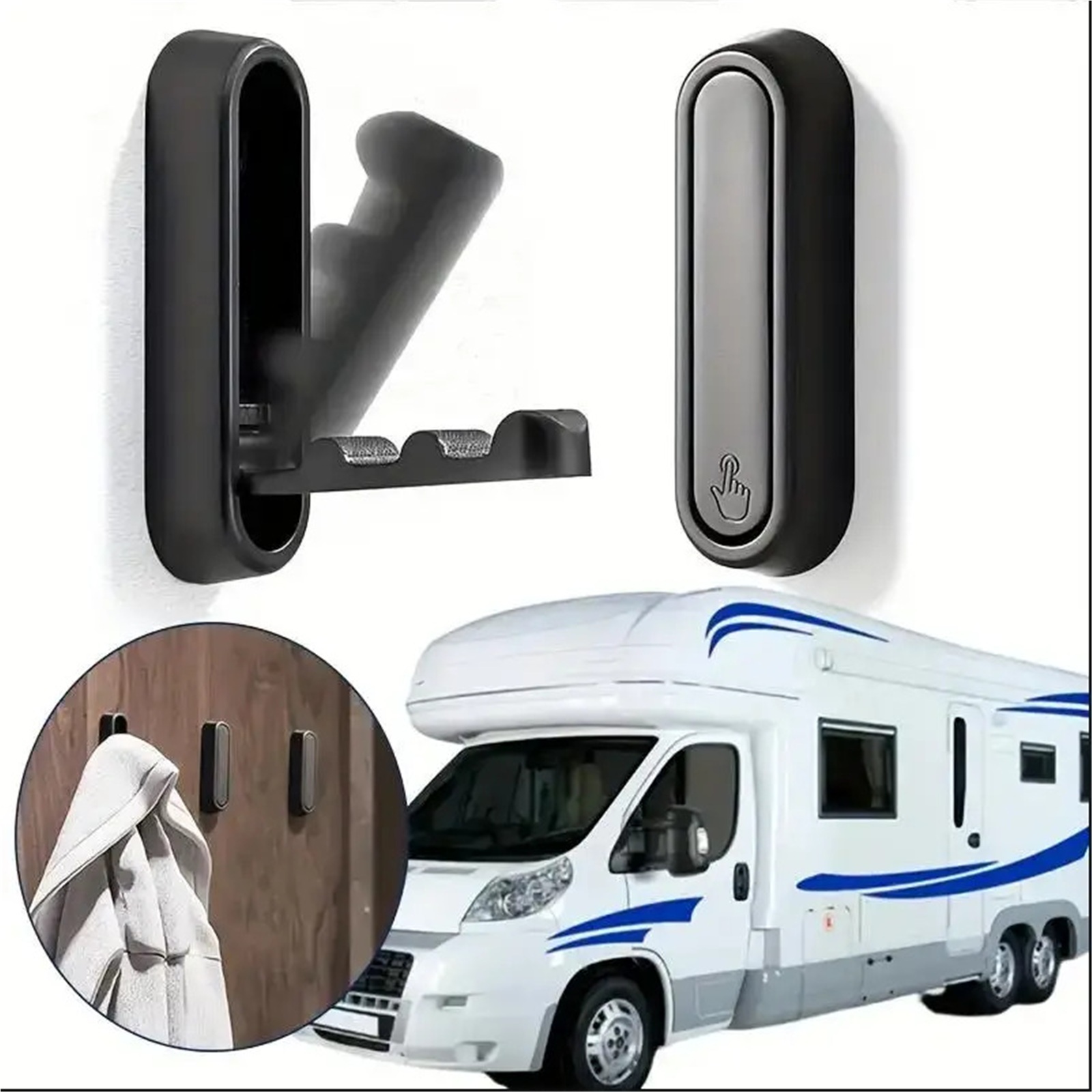 3PC Aluminium Alloy Foldable Clothes Hook Storage for RV Bathroom Home Camper Caravan RV Interior Organization Accessories