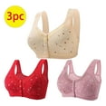 thumbnail image 1 of 3PC Egzmbll 2025 Bras for Older Women Front Button Bra Convenient Snap Sleep Bra Comfortable Easy Close Sports Bras, 1 of 6