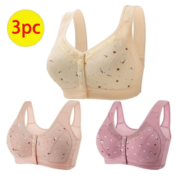 3PC Egzmbll 2025 Front Closure Bras，Comfortable Bra for Seniors, Uniquely Designed Daisy Bra for Women