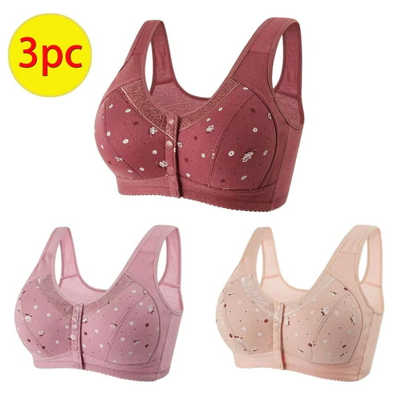 3PC Egzmbll 2025 Front Closure Bras，Comfortable Bra for Seniors, Uniquely Designed Daisy Bra for Women