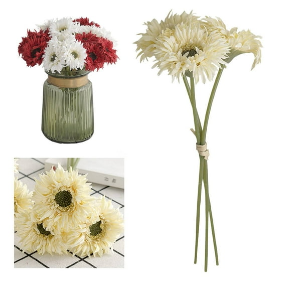 3PC Artificial Sunflowers Bouquet,Long Stem Faux Sunflower Arrangement Fall Flower Decorations for Home Wedding Party Birthday,Red