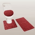 thumbnail image 1 of 3PC BURGUNDY ROCK Banded  Design Bathroom Bath Mat Set Includes, 1 Contour Mat, 1 Lid Toilet Cover, 1 Bath Mat Ultra Absorbent with Anti-Slip Backings, 1 of 1