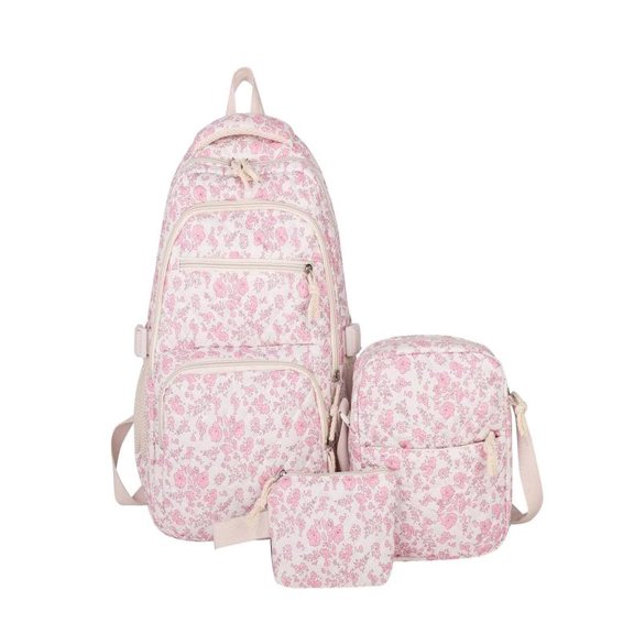 3PC Back to School Cartoon Laptop Backpack - Large Capacity Waterproof School Bag with Pockets for Teens ( Pink Backpacks )