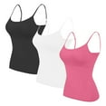 thumbnail image 1 of 3PC Basic Long Solid Camisole for Women with Adjustable Spaghetti Strap Layering Undershirt Tank Top, 1 of 2