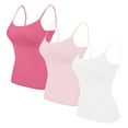 thumbnail image 1 of 3PC Basic Long Solid Camisole for Women with Adjustable Spaghetti Strap Layering Undershirt Tank Top, 1 of 2
