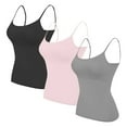 thumbnail image 1 of 3PC Basic Long Solid Camisole for Women with Adjustable Spaghetti Strap Layering Undershirt Tank Top, 1 of 2