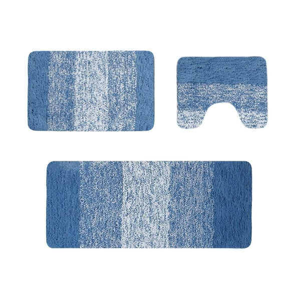 3PC Bathroom Rugs Sets U Shaped Toilet Mat Absorbent Microfiber Plush Non Slip Bath Rugs Non-Slip Shaggy Bath Mats