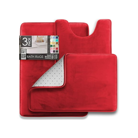 3PC  Bathroom Rugs Velvet Memory Foam Non-Slip Bath Rugs Machine Wash Dries Quickly - Ultra Soft Bath Mats for Bedroom kitchen