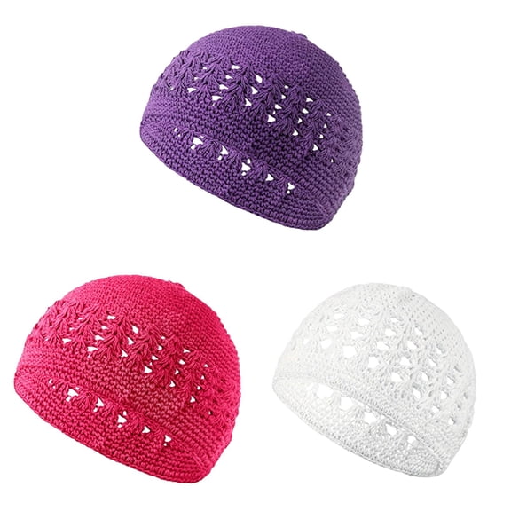 3PC Boyiee 6 Pcs Kufi Hats Beanie Skull Caps - Solid Colors Stretchy Knitted Crochet Hat for Men, Women, Teens