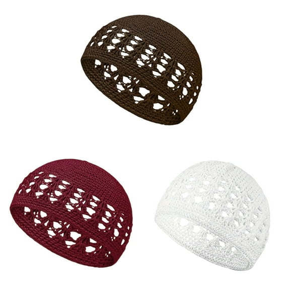 3PC Boyiee 6 Pcs Kufi Hats Beanie Skull Caps - Solid Colors Stretchy Knitted Crochet Hat for Men, Women, Teens
