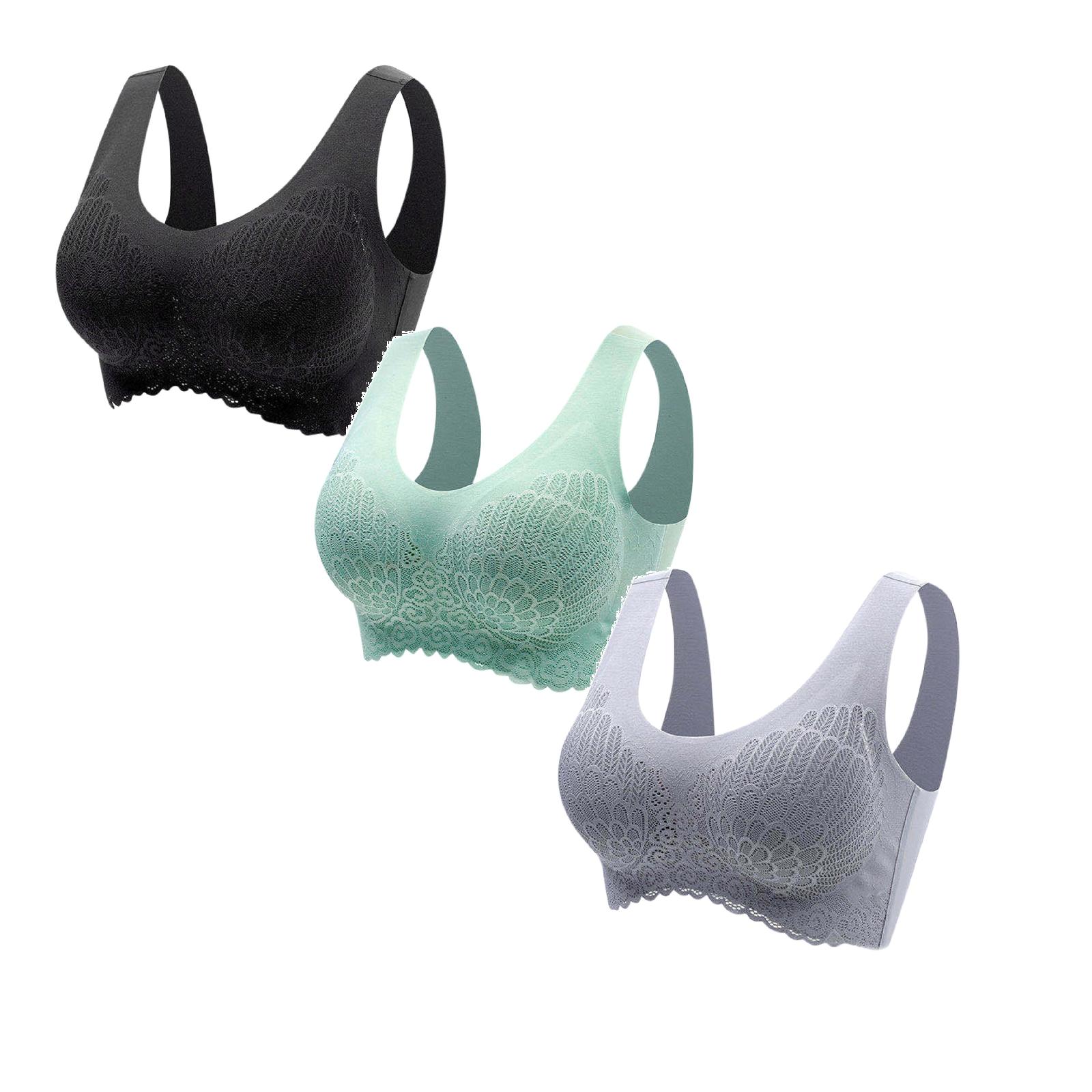 3PC Bras Daisy T Shirt Bras for Women Clearance Solid Front Closure No