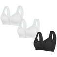 thumbnail image 1 of 3PC Bras for Women Lace No Underwire Front Closure Comfort Wireless Full Coverage Push Up Yoga Workout Everyday Bra,Black 2,46 B, 1 of 4