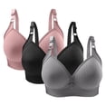 thumbnail image 1 of 3PC Bras for Women Seamless No Underwire Full Coverage Adjsutable Support Gathering Everyday Bras Gray 44/100, 1 of 3