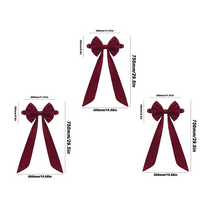 3PC Burgundy Velvet Chair Bow – Oversized Red Chair Sash for Christmas Decorations, Weddings, Banquets, Holiday Parties