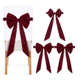 thumbnail image 1 of 3PC Burgundy Velvet Chair Sashes,11.8” x 29.5” Christmas Red Chair Bows for Holiday Events, Weddings & Home Décor – Elastic Stretch Velvet Bows for Banquet, Party, and Festive Seating Decoration, 1 of 7