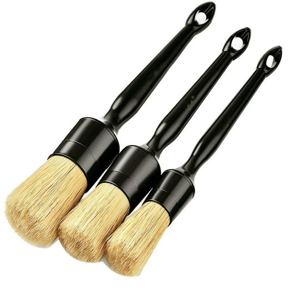 3PC Car Exterior Interior Detail Brush Hair Bristle Brushes for Car Cleaning Auto Detail Tools Dashboard Cleaning Brush,1 x Car Detailing Brush Set(3Pcs, 18#14#10#),Black