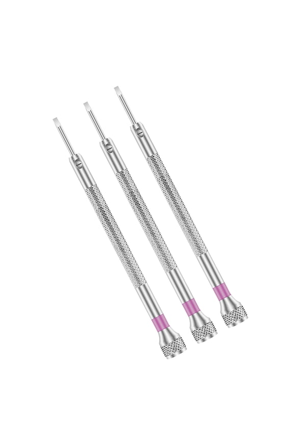 3PC Carbon Steel Watch Repair Screwdriver Slimmer Blade Heads Rotating End Aluminum Handle For Jewelry Maintenance