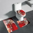 thumbnail image 1 of 3PC Christmas Bathroom Mat Set. Non-Slip, soft & Absorbent, includes shower/bathtub rugs & toilet cover, home decor, easy to wash., 1 of 3