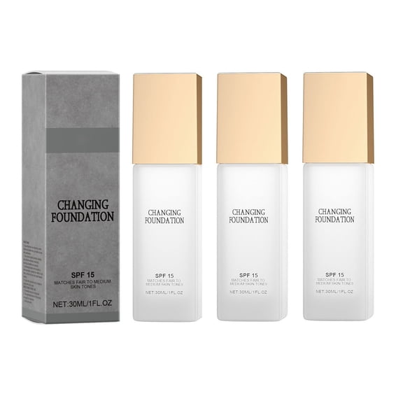 3PC Color Changing Foundation for Mature Skin, 2026 New Hydrating and Lightweight Liquid Foundations, Self-Adjusting Foundation Tone Suitable for All Skin Types