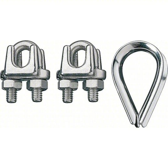 3PC Cooper Campbell Chain B7675139 Galvanized 5/16" Wire Rope Looping Clips with Thimble