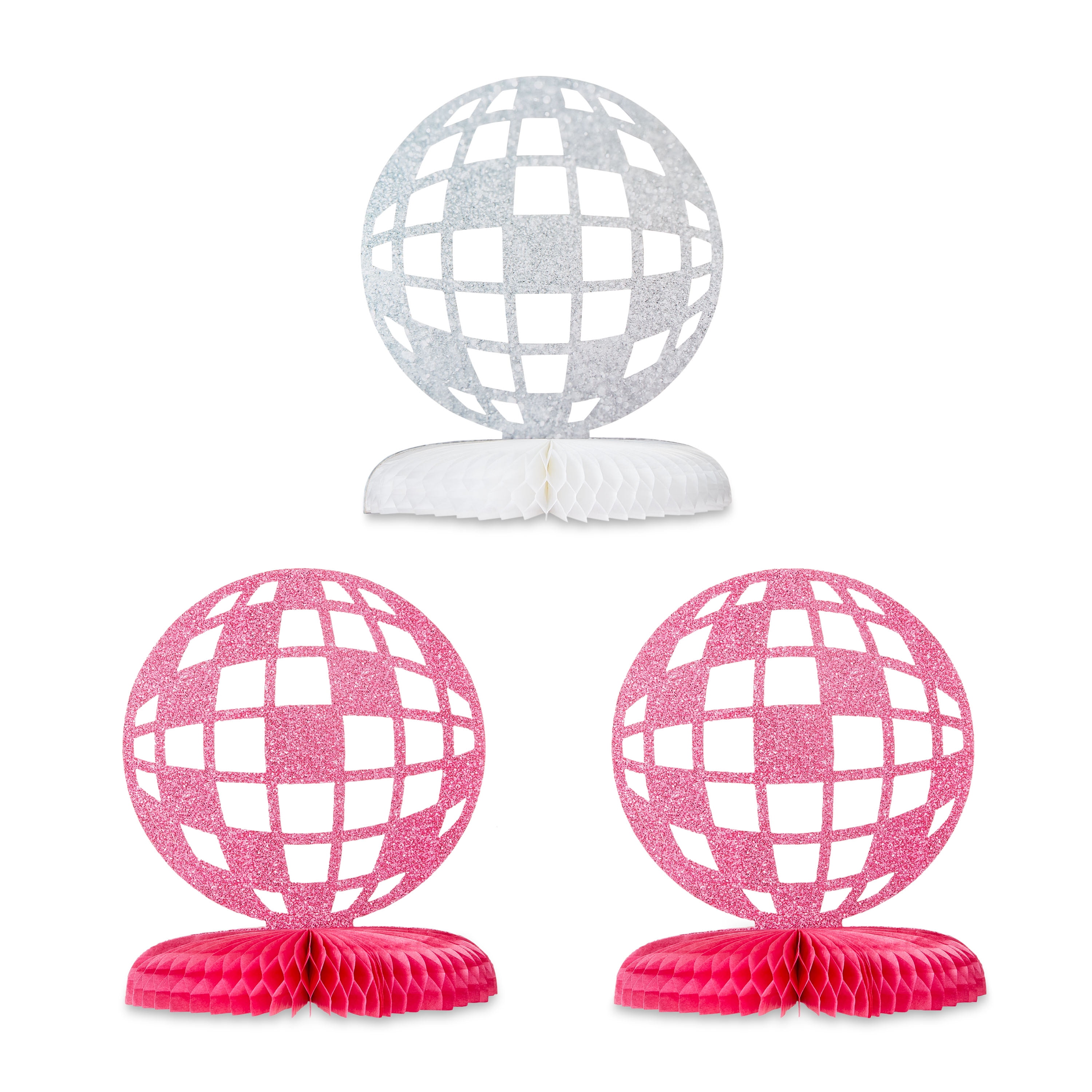 Pink/Silver Disco Ball Honeycomb Center Table Decoration, 3 Count, by Way To Celebrate