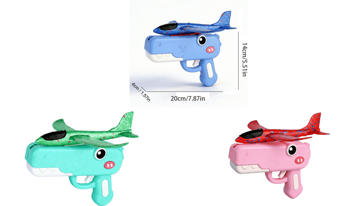 3PC Dinosaur Airplane Launcher Toys, 12.99 Inch LED Foam Glider Airplane Catapult, Outdoor Sports Flying Toys Best Birthday Gifts