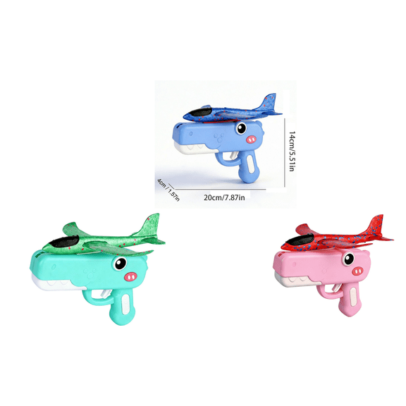 3PC Dinosaur Airplane Launcher Toys, 12.99 Inch LED Foam Glider Airplane Catapult, Outdoor Sports Flying Toys Best Birthday Gifts