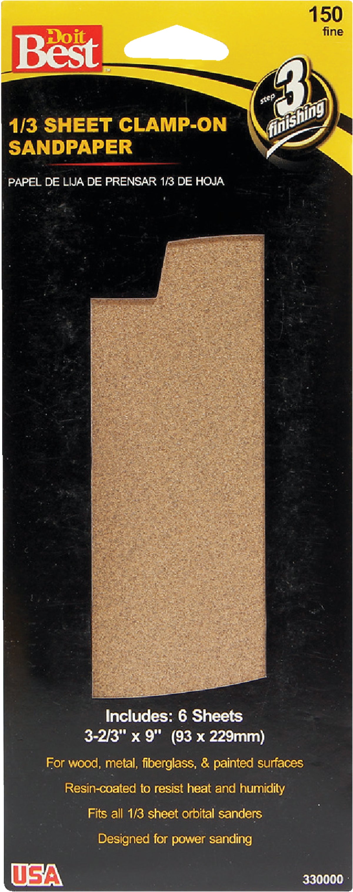 3PC Do it Best 1/3 Sheet Aluminum Oxide Power Sanding Sheet