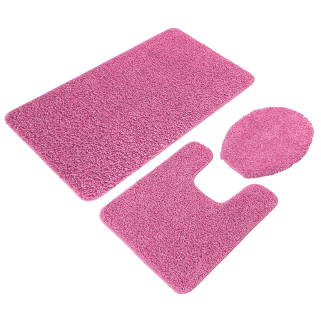 3PC ELITE BATH RUG SET HOT PINK